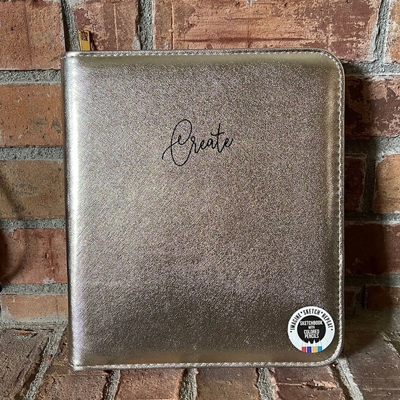 NEW "Create" Rose Gold Zippered Leopard Sketch Book w/ Colored Pencils - Picture 1 of 5